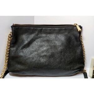 Michael Kors Black Leather Crossbody Bag Pebble Finish Goldtone Hardware Purse